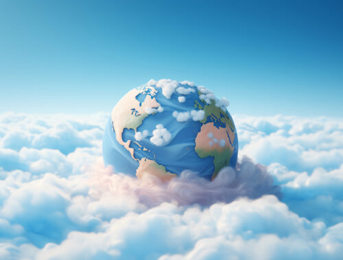 fondo planeta con nubes alrededor.